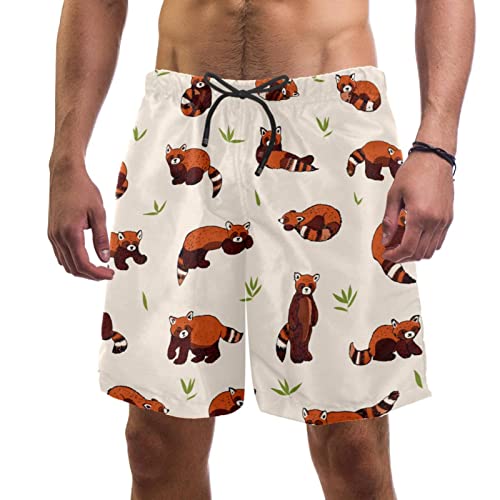 Badehose Herren Shorts,Quick Dry Beach Casual Athletic Short,Roter Panda-Tier-Cartoon,Herren Shorts mit Mesh-Futter von NigelMu