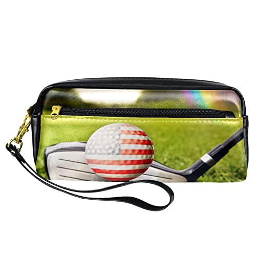 Kleine Make-up-Tasche für Damen,Leder-Bleistifttasche,Kosmetiktasche,Golf,Make-up-Tasche, Stifttasche von NigelMu