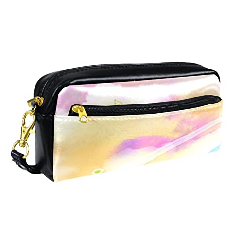 Kleine Make-up-Tasche für Damen,Leder-Bleistifttasche,Kosmetiktasche,aquarell Himmel Notizen,Make-up-Tasche, Stifttasche von NigelMu