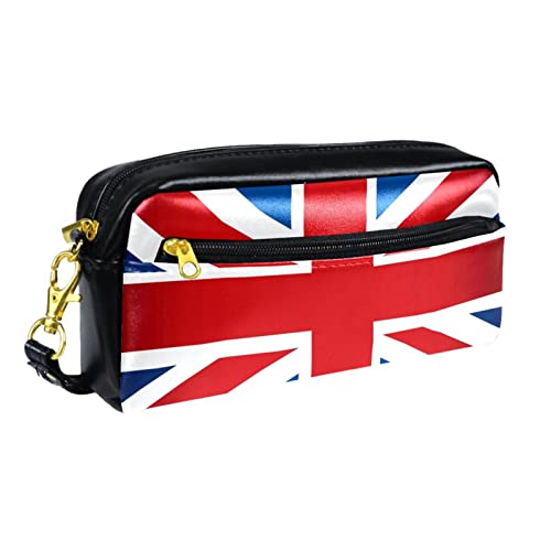 Kleine Make-up-Tasche für Damen,Leder-Bleistifttasche,Kosmetiktasche,karikaturmuster der britischen Flagge,Make-up-Tasche, Stifttasche von NigelMu