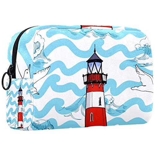 Kleine Schminktasche für Damen,Schminktasche, Reisekosmetiktasche,Ocean Seagull Lighthouse Drucken von NigelMu