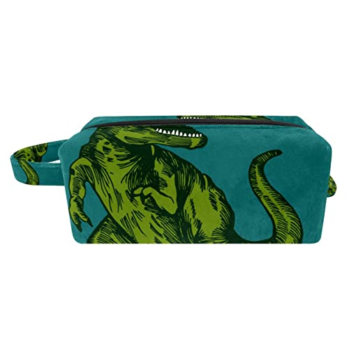 Kosmetiktasche,kleine Handtasche,Make-up-Tasche für Damen,Dinosaurier-Surfer-Malerei in Sonnenbrille,Reise-Make-up-Taschen von NigelMu