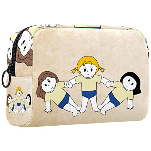 Kosmetiktasche für Frauen,kleine Make-up-Tasche für Geldbörse,3 Mädchen Hand in Hand posieren,Reisekosmetiktasche,Make-up-Tasche von NigelMu