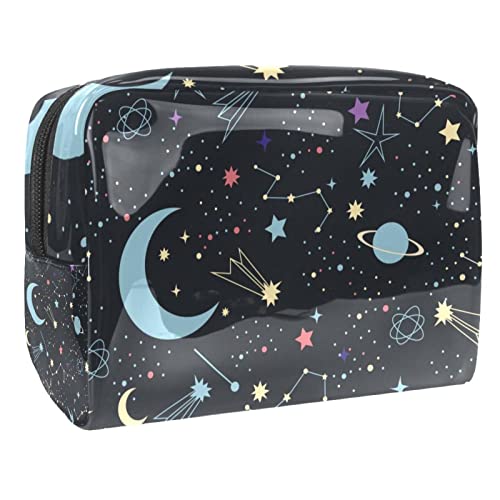 Kosmetiktasche für Frauen,kleine Make-up-Tasche für Geldbörse,Cartoon-Mond-Galaxie-Planet,Reisekosmetiktasche,Make-up-Tasche von NigelMu