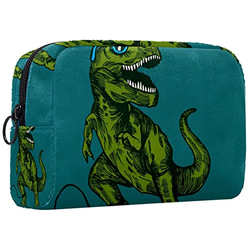 Kosmetiktasche für Frauen,kleine Make-up-Tasche für Geldbörse,Dinosaurier-Surfer-Malerei in Sonnenbrille,Reisekosmetiktasche,Make-up-Tasche von NigelMu