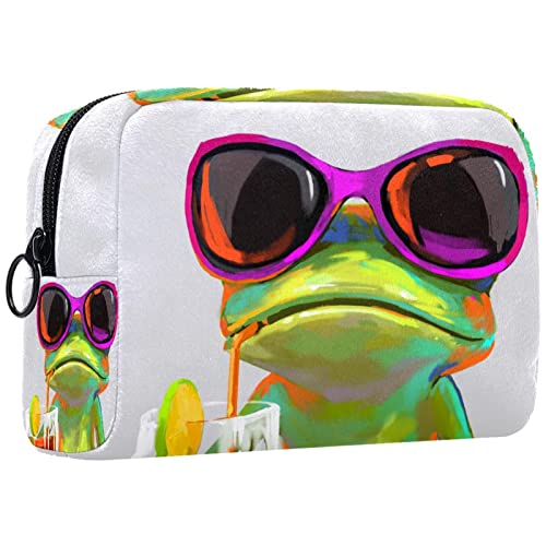 Kosmetiktasche für Frauen,kleine Make-up-Tasche für Geldbörse,EIN Chamäleon mit Sonnenbrille,Reisekosmetiktasche,Make-up-Tasche von NigelMu