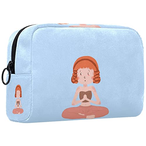 Kosmetiktasche für Frauen,kleine Make-up-Tasche für Geldbörse,EIN Mädchen sitzt in Meditation,Reisekosmetiktasche,Make-up-Tasche von NigelMu