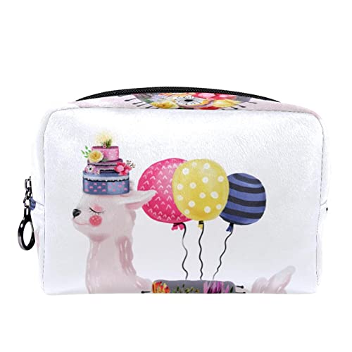 Kosmetiktasche für Frauen,kleine Make-up-Tasche für Geldbörse,Farbige Alpakas und Luftballons Hallo,Reisekosmetiktasche,Make-up-Tasche von NigelMu