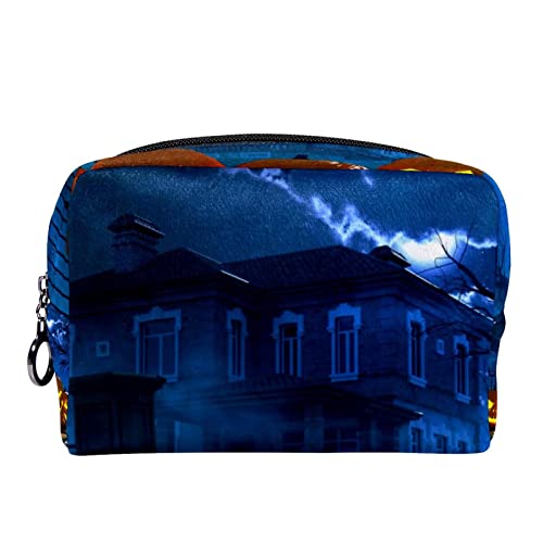 Kosmetiktasche für Frauen,kleine Make-up-Tasche für Geldbörse,Halloween-Kürbishaus,Reisekosmetiktasche,Make-up-Tasche von NigelMu