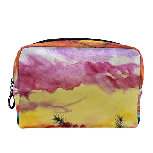 Kosmetiktasche für Frauen,kleine Make-up-Tasche für Geldbörse,Himmel Sonnenuntergang Malmuster,Reisekosmetiktasche,Make-up-Tasche von NigelMu