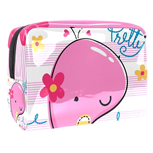 Kosmetiktasche für Frauen,kleine Make-up-Tasche für Geldbörse,Mädchen rosa Cartoon-Wal,Reisekosmetiktasche,Make-up-Tasche von NigelMu