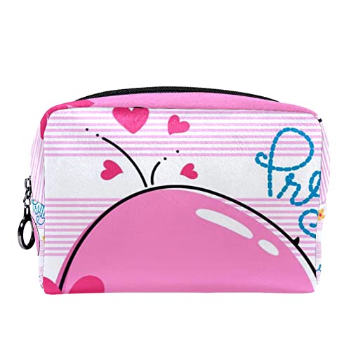 Kosmetiktasche für Frauen,kleine Make-up-Tasche für Geldbörse,Mädchen rosa Cartoon-Wal,Reisekosmetiktasche,Make-up-Tasche von NigelMu