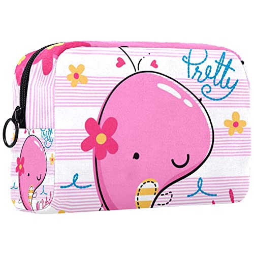 Kosmetiktasche für Frauen,kleine Make-up-Tasche für Geldbörse,Mädchen rosa Cartoon-Wal,Reisekosmetiktasche,Make-up-Tasche von NigelMu