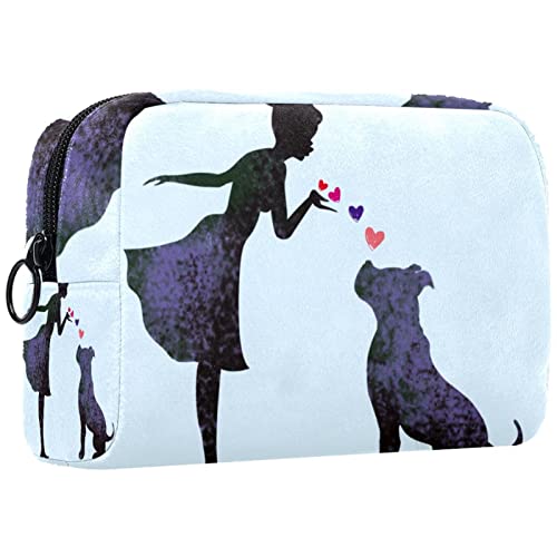 Kosmetiktasche für Frauen,kleine Make-up-Tasche für Geldbörse,Mädchen- und Hundemuster,Reisekosmetiktasche,Make-up-Tasche von NigelMu