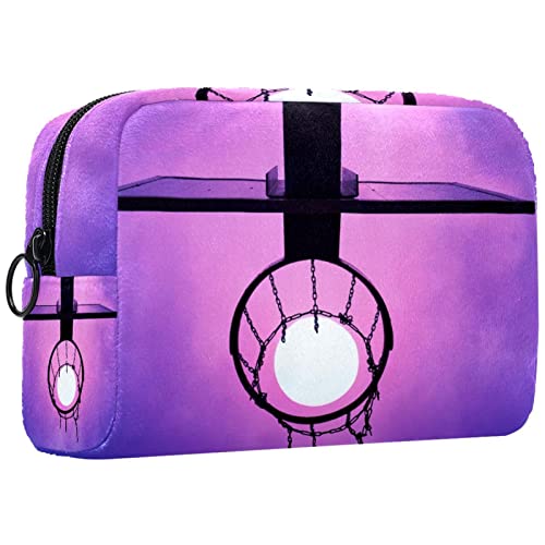 Kosmetiktasche für Frauen,kleine Make-up-Tasche für Geldbörse,Purpurroter Himmel-Sonne-Basketball,Reisekosmetiktasche,Make-up-Tasche von NigelMu