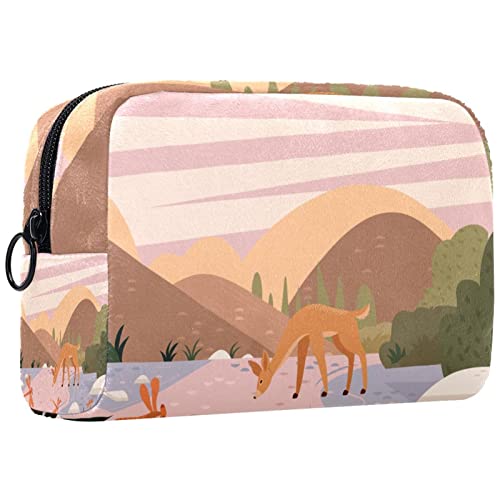 Kosmetiktasche für Frauen,kleine Make-up-Tasche für Geldbörse,Sky Mountain und Rehe,Reisekosmetiktasche,Make-up-Tasche von NigelMu