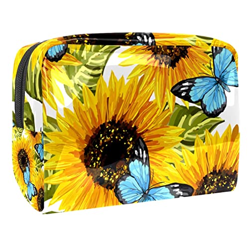 Kosmetiktasche für Frauen,kleine Make-up-Tasche für Geldbörse,Sonnenblumen-Schmetterling,Reisekosmetiktasche,Make-up-Tasche von NigelMu