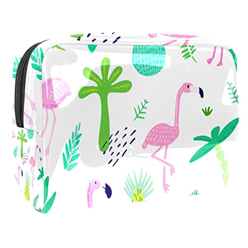 Kosmetiktasche für Frauen,kleine Make-up-Tasche für Geldbörse,Tropische Pflanzen und Flamingos,Reisekosmetiktasche,Make-up-Tasche von NigelMu