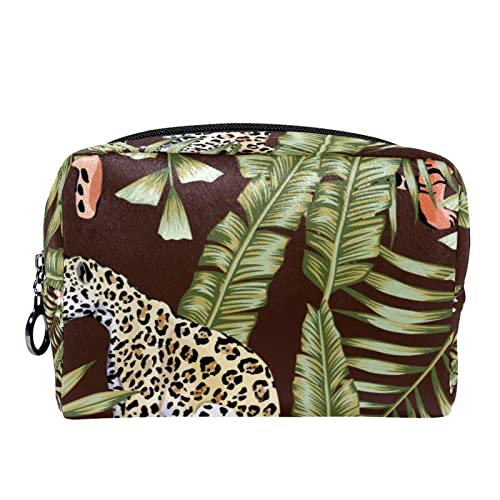 Kosmetiktasche für Frauen,kleine Make-up-Tasche für Geldbörse,Tropischer Tiger und Leopard,Reisekosmetiktasche,Make-up-Tasche von NigelMu