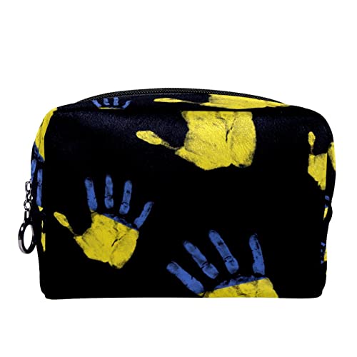 Kosmetiktasche für Frauen,kleine Make-up-Tasche für Geldbörse,Ukrainische Flagge und Hand,Reisekosmetiktasche,Make-up-Tasche von NigelMu