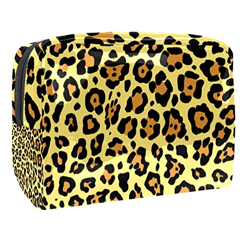 Kosmetiktasche für Frauen,kleine Make-up-Tasche für Geldbörse,gelber Leoparden-Print,Reisekosmetiktasche,Make-up-Tasche von NigelMu