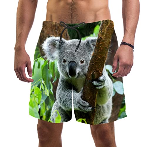 NigelMu Badehose Herren Shorts,Quick Dry Beach Casual Athletic Short,Koala,Herren Shorts mit Mesh-Futter von NigelMu