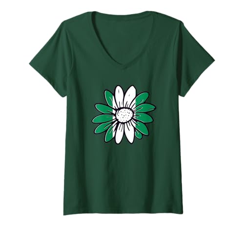 Damen Patriotische Nigeria-Gänseblümchen-Blume, nigerianische Flagge, Kinder, Mädchen T-Shirt mit V-Ausschnitt Damen Patriotische Nigeria-Gänseblümchen-Blume, nigerianische Flagge, Kinder, Mädchen T-Shirt mit V-Ausschnitt von Nigerian Nigeria Flag Designs