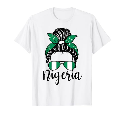 Patriotische Nigeria Cute Messy Bun Nigerianische Flagge Mädchen Mama T-Shirt Patriotische Nigeria Cute Messy Bun Nigerianische Flagge Mädchen Mama T-Shirt von Nigerian Nigeria Flag Designs