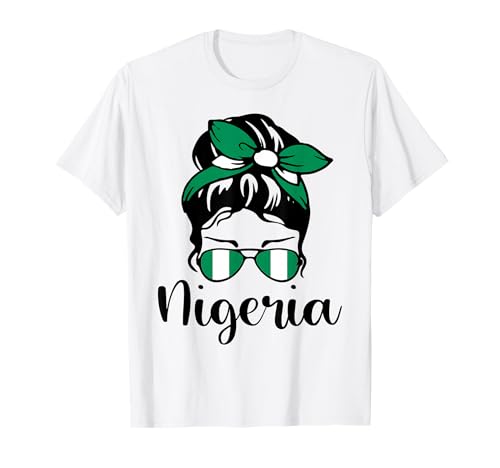 Patriotische Nigeria Messy Bun Nigerianische Flagge Mama Mädchen Kinder T-Shirt Patriotische Nigeria Messy Bun Nigerianische Flagge Mama Mädchen Kinder T-Shirt von Nigerian Nigeria Flag Designs