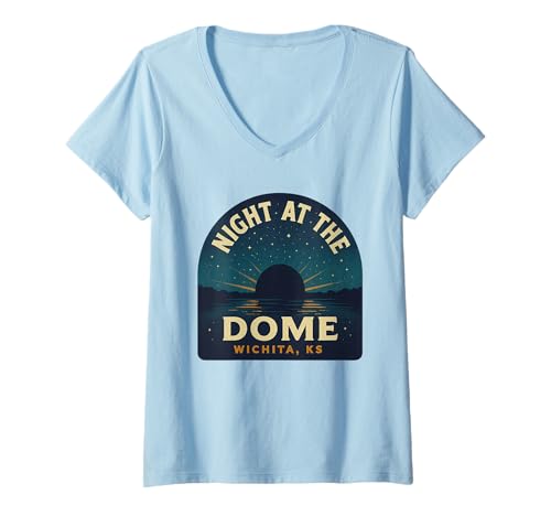 Damen Night at Dome T-Shirt im Retro-Look Wichita KS Stargazing View T-Shirt mit V-Ausschnitt Damen Night at Dome T-Shirt im Retro-Look Wichita KS Stargazing View T-Shirt mit V-Ausschnitt von Night at Dome Tee Shirts for Astronomy Lovers