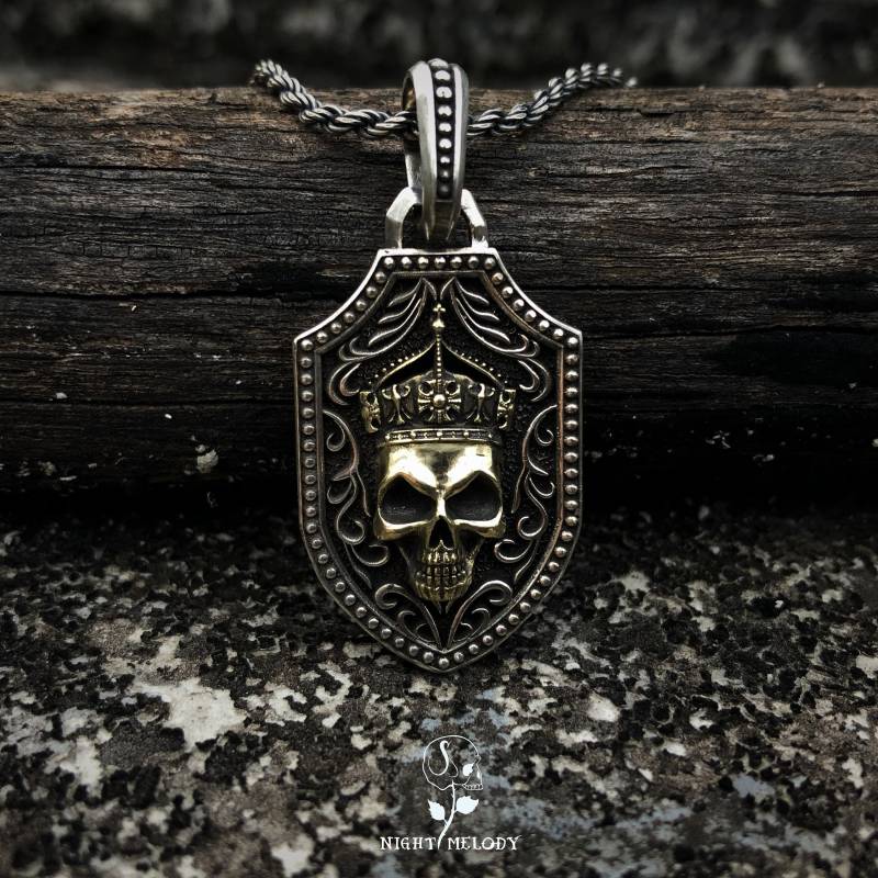 Der Gothic Totenkopf Anhänger Sterling Silber Schmuck Herren Vampir von NightMelody
