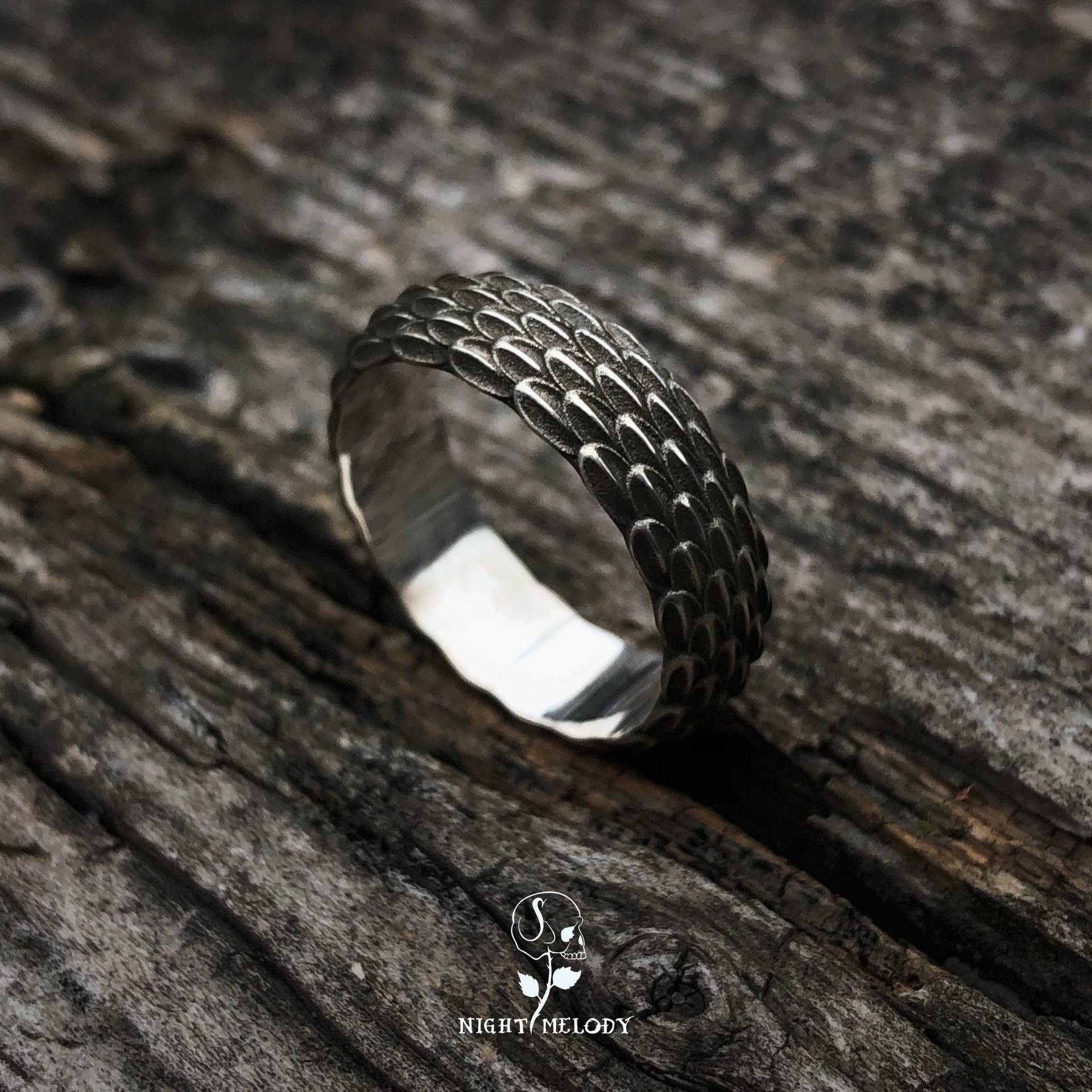 Drachenschuppen Sterling Silber Ring Schmuck Herrenring Gothic von NightMelody