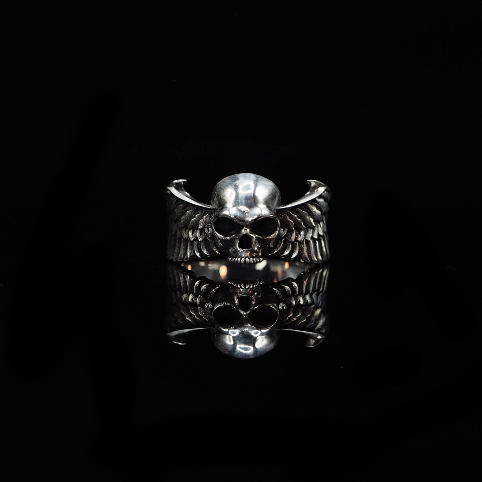 Dunkler Engel Totenkopf Sterling Silber Ring Schmuck Männer Damen Gothic von NightMelody