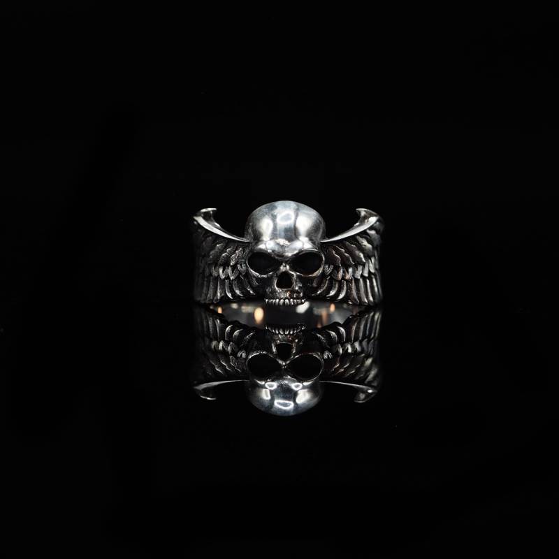 Dunkler Engel Totenkopf Sterling Silber Ring Schmuck Männer Damen Gothic Dunkler Engel Totenkopf Sterling Silber Ring Schmuck Männer Damen Gothic von NightMelody