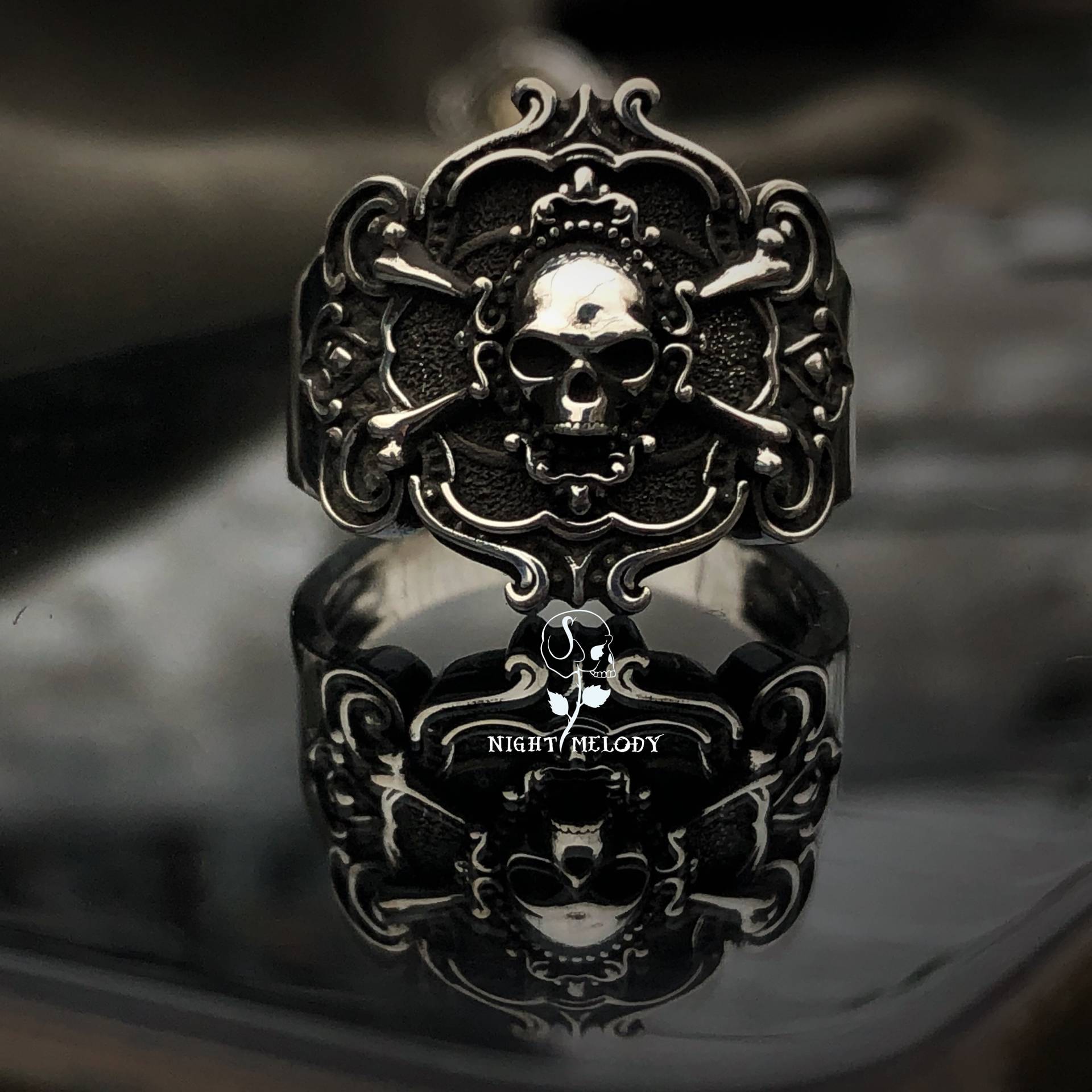 Gothic Totenkopf Sterling Silber Ring Schmuck Damen von NightMelody