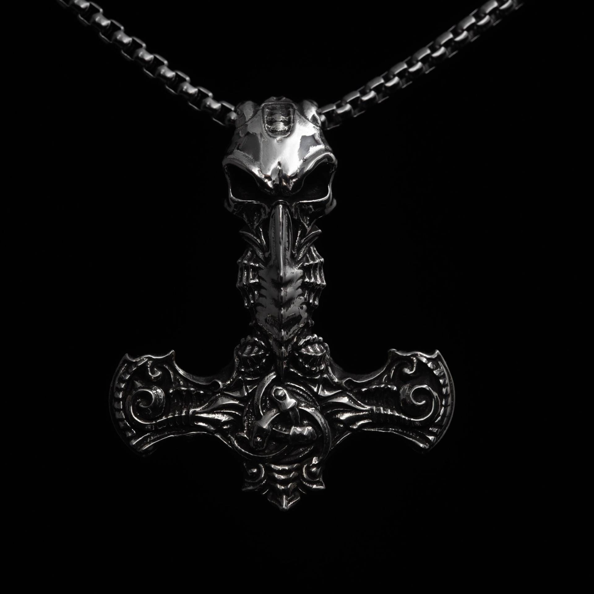 Hr Giger Stlye Hammer Anhänger Sterling Silber Schmuck Herren Wikinger Gothic Halskette von NightMelody