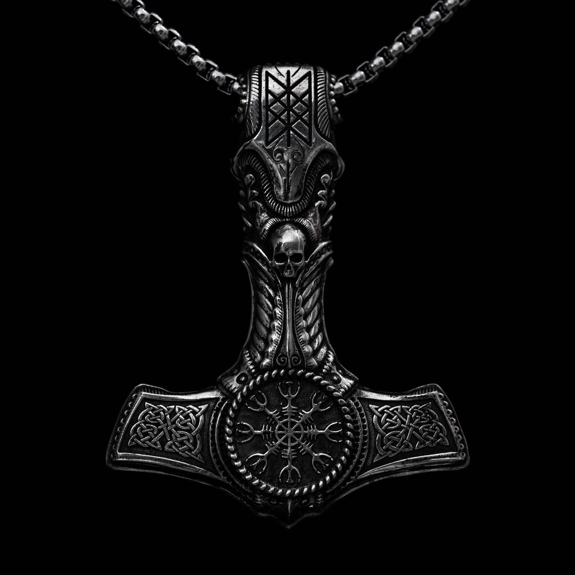 Hrgiger Stlye Wikinger Hammer Anhänger Silber Schmuck Herren Gothic Halskette von NightMelody