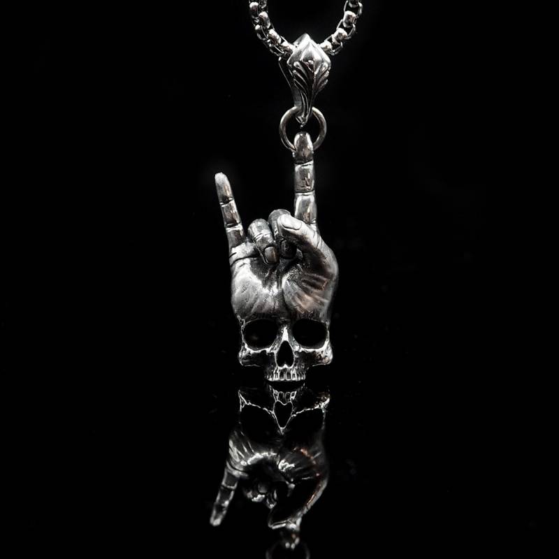 Rock Totenkopf Anhänger Silber Schmuck Herren Damen Halskette Rock Totenkopf Anhänger Silber Schmuck Herren Damen Halskette von NightMelody
