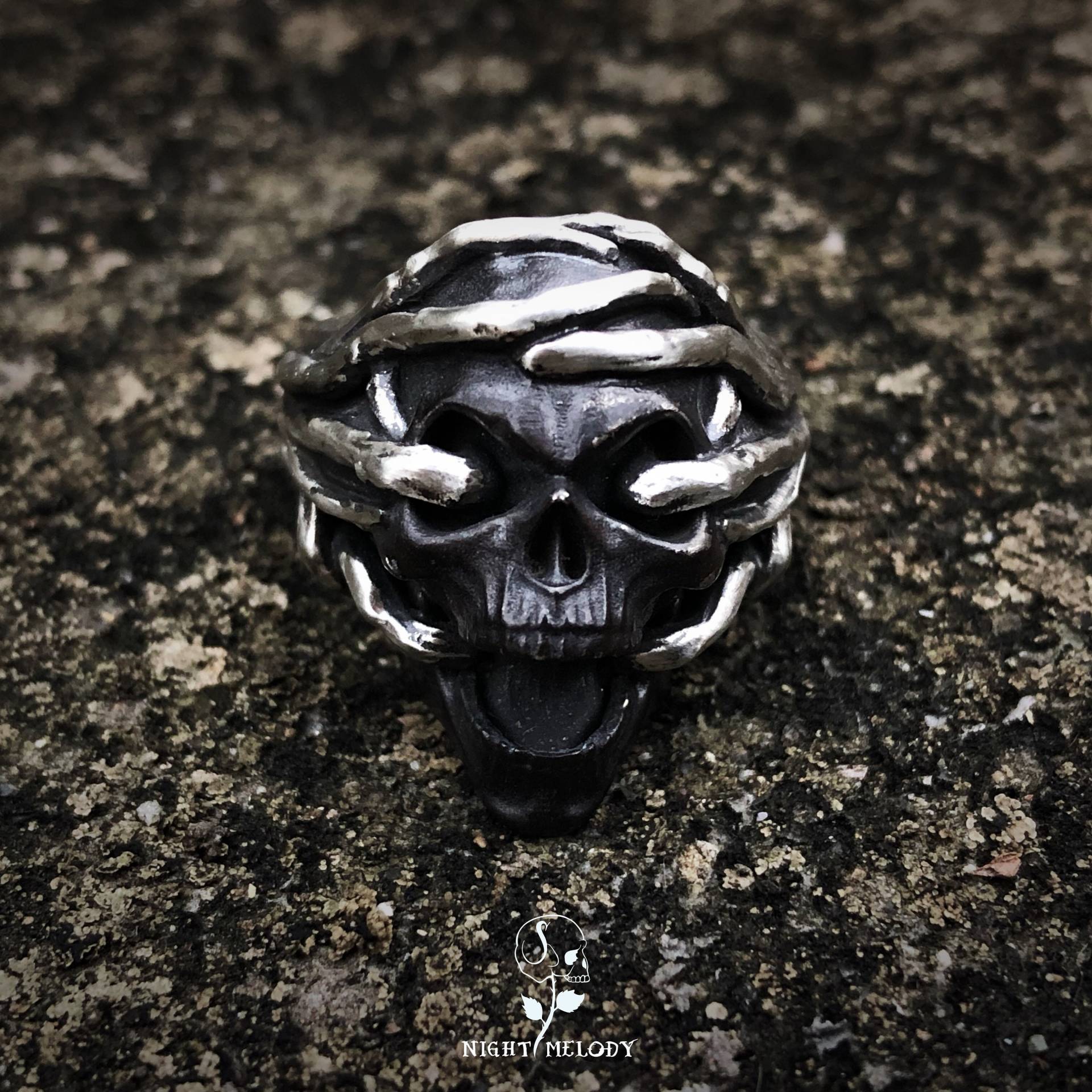 Thorns Totenkopf Sterling Silber Ring Schmuck Herren Gothic von NightMelody