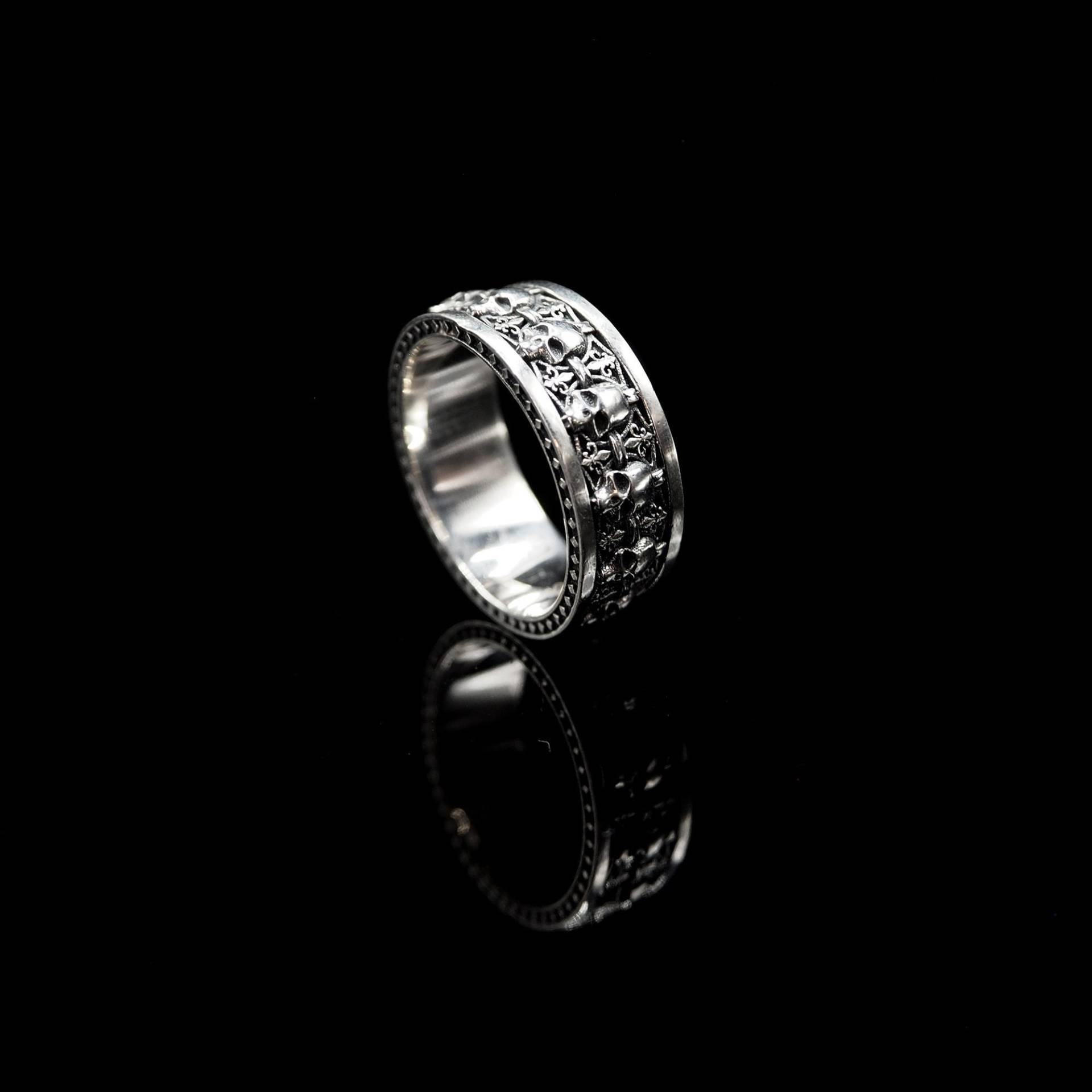 Totenkopf Kreuz Silber Ring Schmuck Herren Damen Gothic Unikat von NightMelody
