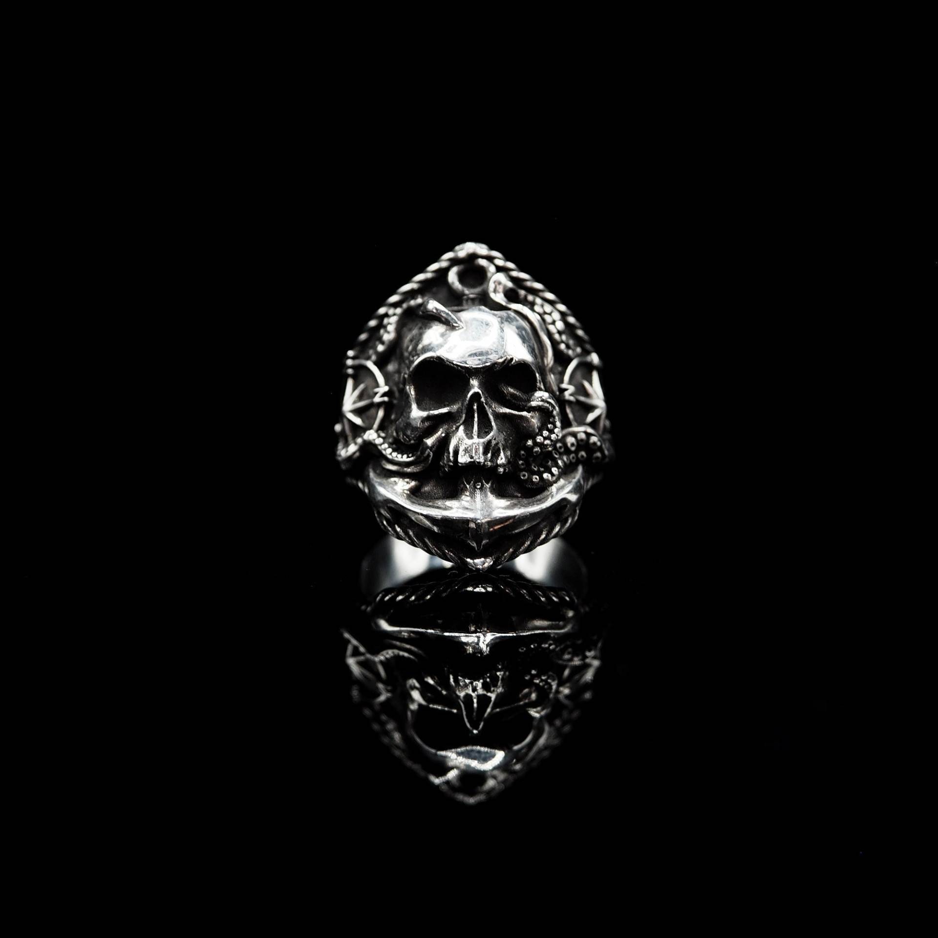 Totenkopf Piraten Sterling Silber Ring Schmuck Herren Gothic von NightMelody