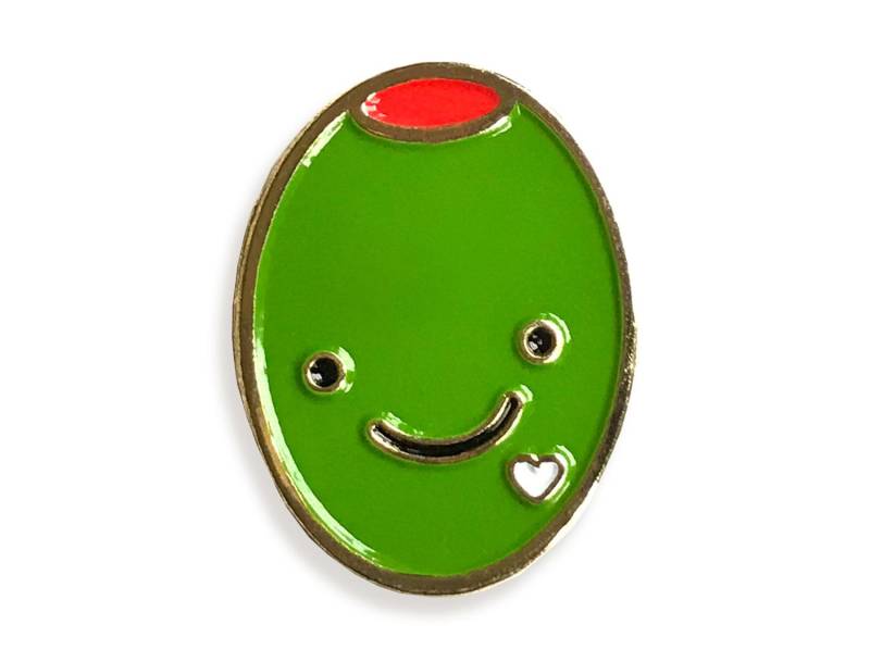 Olive You Emaille Pin - Lächelnde Grüne Mit Herz von NightOwlPaperGoods