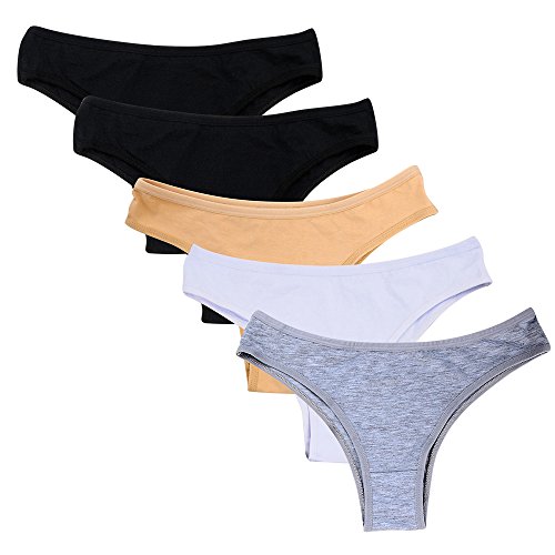 Nightaste Damen Baumwolle Tanga (5 Stück in einem Paket) (S, Sortiert) von Nightaste