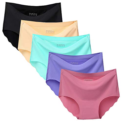 Nightease Damen Komfort Seamless Unterwäsche Slips Packung mit 5 Stück No Show Knicker Panties (L, 5Farben) von Nightease