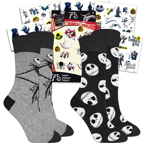 Disney Nightmare Before Christmas Crew Socken Größe 10-13 ~ Jack Nightmare Before Christmas Socken Bundle mit Tattoos (Disney-Kleidung für Männer), Nightmare Before Christmas Socken, Nightmare Before von Nightmare Before Christmas