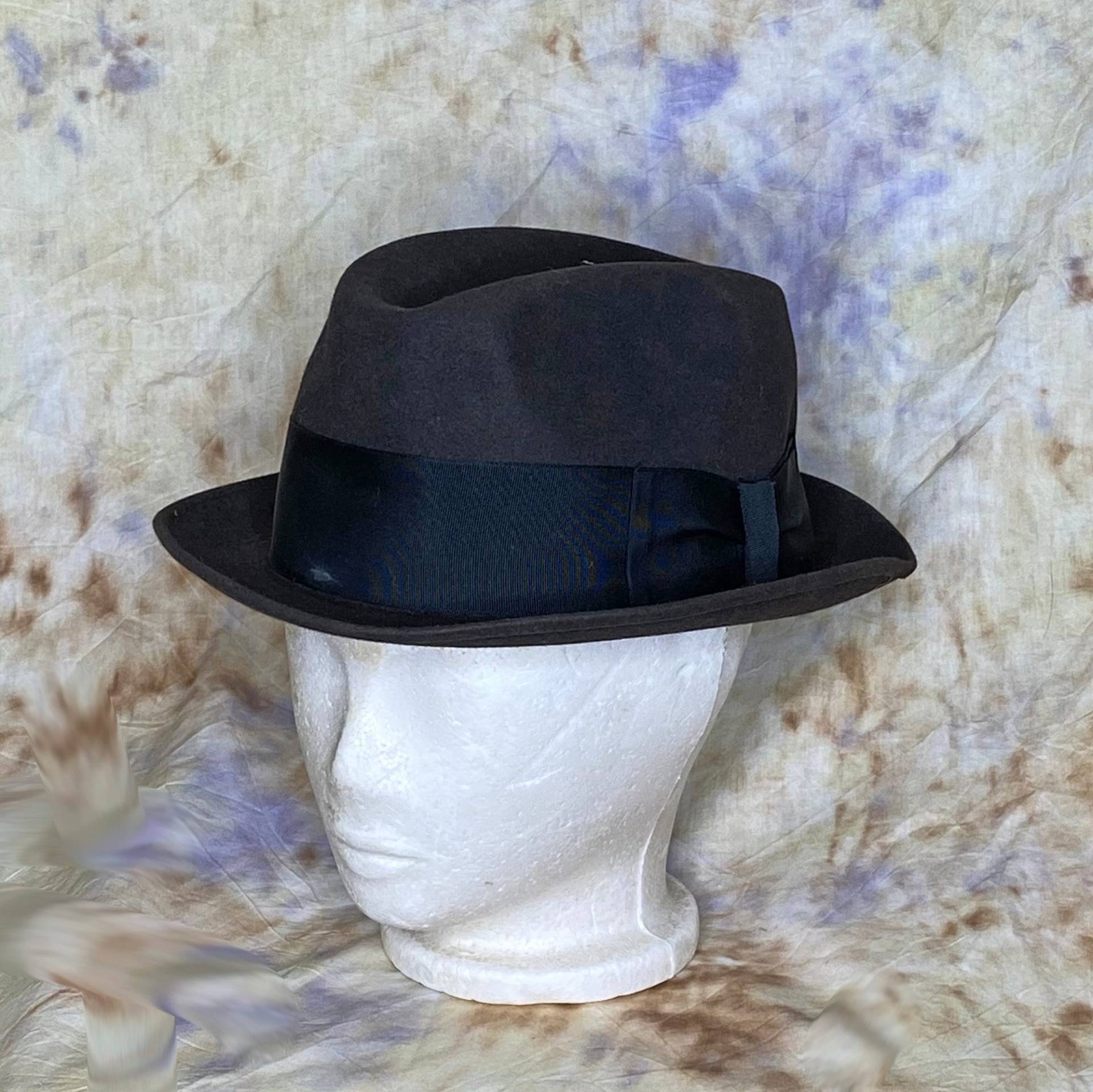 60Er Braune Wolle Fedora, Schwarzes Grosgrain Band, Dobbs Gr. 7 von Nightofjoyvintage