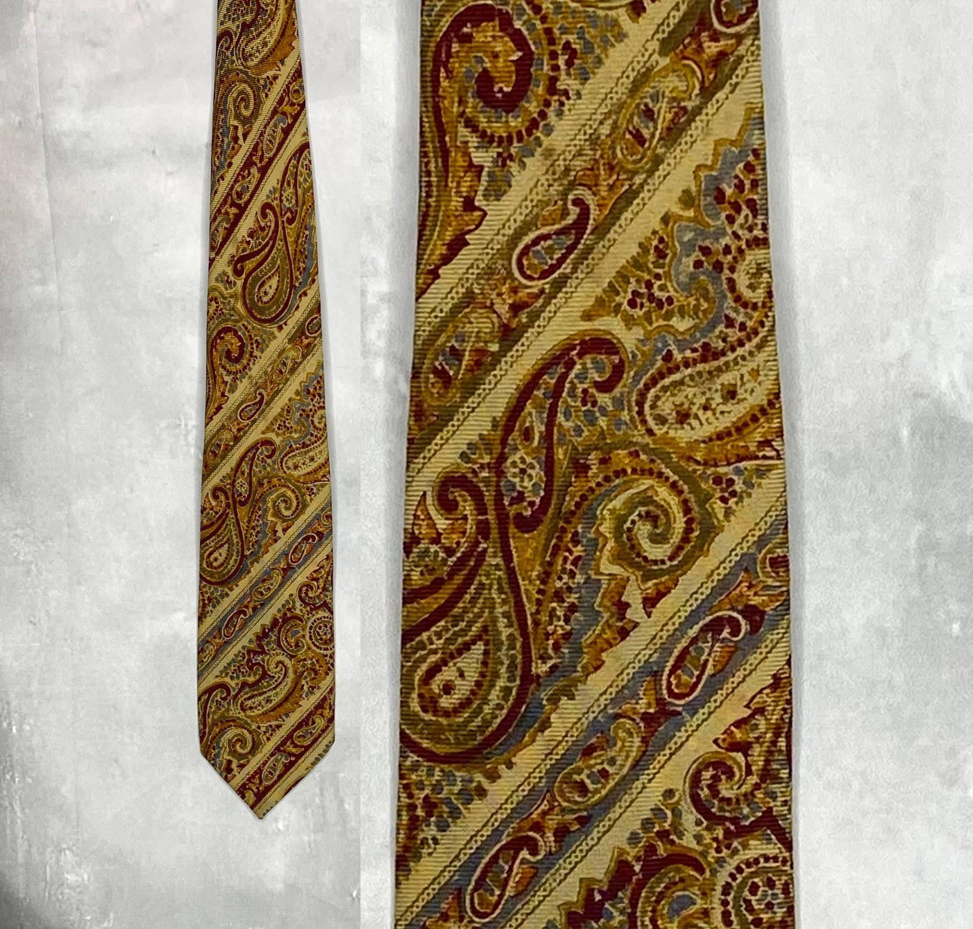 80Er Wolle Braun Und Gold Paisley Krawatte, Wallachs von Nightofjoyvintage