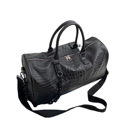 NihaoWXM Groß Lederhandtasche Schultertasche Farbe Gym Damentaschen PU Weiches Leder Multifunktions Training Fitness Schulter Reisehandtasche Gestreifte Sporttasche(Black) von NihaoWXM