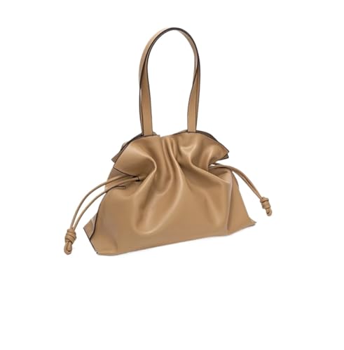 NihaoWXM Groß Lederhandtasche Schultertasche Leder Extra Große Umhängetaschen Frauen Handtasche Bucket Bag Designer String Tote(Beige) von NihaoWXM