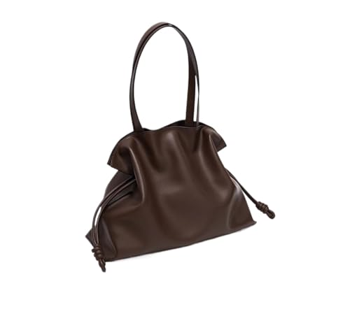 NihaoWXM Groß Lederhandtasche Schultertasche Leder Extra Große Umhängetaschen Frauen Handtasche Bucket Bag Designer String Tote(Dark brown) von NihaoWXM